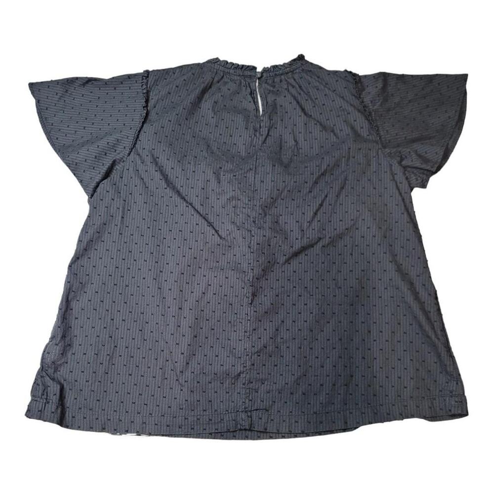 Lauren Conrad Black Polka Dot Smocked Ruffle Top Sleeves Size Medium - Picture 4 of 9